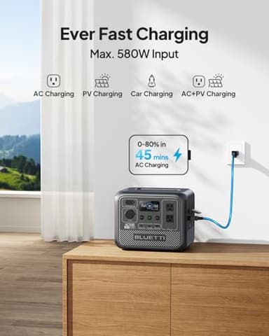 BLUETTI AC50B Portable Power Station, 448Wh Solar Generator LiFePO4 Battery Backup w/ 2 700W AC Outlets (Power Lifting 1000W), 0-80% in 45 Min, for Camping, Road Trip, Outage (Solar Panel Optional) - Image 4