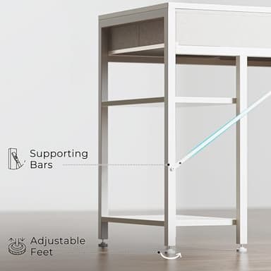 Huuger Computer Desk with 6 Drawers, 54 Inch Office Desk with Shelves, Reversible Gaming Desk, Corner Desk with Storage, Work Desk for Home Office, Study, Living Room, White - Image 9