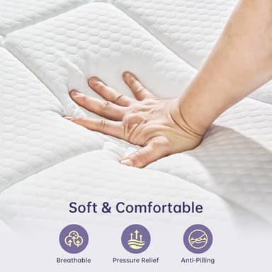 KUDSQ Queen Size Mattress, 10 Inch Queen Mattress in a Box with Memory Foam and Pocket Spring for Pressure Relief & Comfort Sleep, Medium Firm Feel, Fiberglass Free Bed in a Box/CertiPUR-US - Image 2