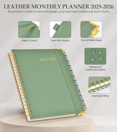 Academic Planner 2025-2026, Weekly and Monthly Calendar Planner from July 2025 - June 2026, 8.5" x 11" Hardcover Leather Hourly Appointment Book with Tabs, Spiral Daily Planners for College School Teacher Student, Green - Image 4