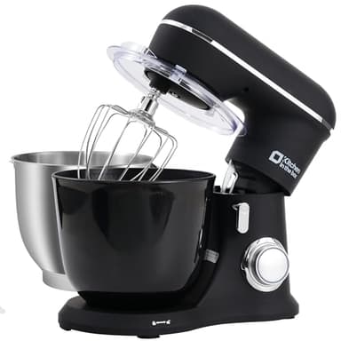 Kitchen in the box Stand Mixer, 4.5QT+5QT Two bowls Electric Food Mixer, 10 Speeds 3-IN-1 Kitchen Mixer for Daily Use with Egg Whisk,Dough Hook,Flat Beater (Onyx Black, 5QT) - Image 1