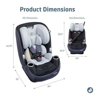 Maxi-Cosi Pria All-in-One Convertible Car Seat, Rear Facing Car Seat for Infants from 4-40 lbs, Forward Facing Car Seat up to 100 lbs in Booster Seat Mode, Midnight Slate - Image 7
