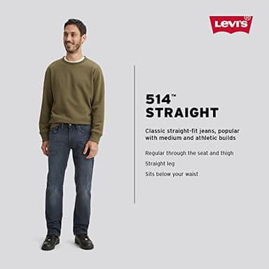 Levi's Men's 514 Straight Fit Cut Jeans (Also Available in Big & Tall), Midnight Worn-Black (Advanced Stretch), 32W x 32L - Image 4