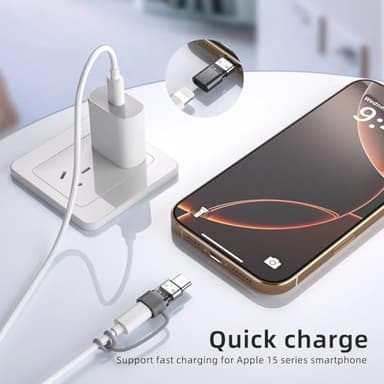 Thousover 4 Pack Lightning to USB C Adapter for iPhone 15/16 Pro/16 Pro Max/Plus,Samsung S24,iPad Air,Nintendo Switch,Fast Charging&Data Transfer Lightning Crystal - Image 4