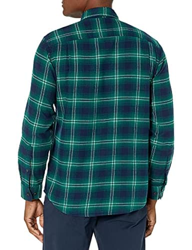 Amazon Essentials Men's Long-Sleeve Flannel Shirt (Available in Big & Tall), Green Navy Ombre Plaid, Medium - Image 3