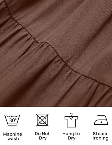 ZESICA Women's 2025 Summer Casual Flutter Short Sleeve Crew Neck Smocked Elastic Waist Tiered Midi Dress,Coffee,Medium - Image 6