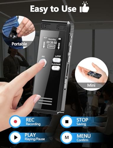64GB Digital Voice Activated Recorder with Playback - 4552 Hours Audio Recording Device, 3072Kpbs HD Dual MIC Tape Recorder Device for Lecture A-B Repeat, MP3 Player,【64GB TF Card Included】 - Image 4