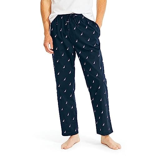 Nautica Men's Soft Woven 100% Cotton Elastic Waistband Sleep Pajama Pant, Maritime Navy, X-Large - Image 1