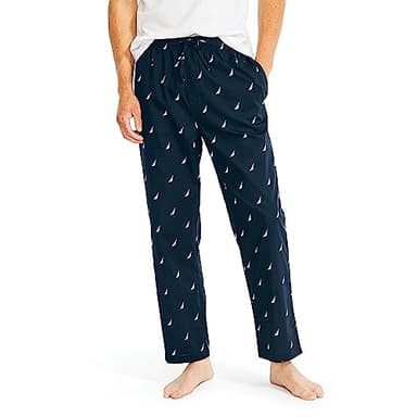 Nautica Men's Soft Woven 100% Cotton Elastic Waistband Sleep Pajama Pant, Maritime Navy, X-Large - Image 1