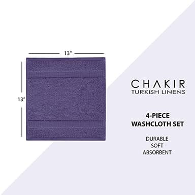 Chakir Turkish Linens | Hotel & Spa Quality 100% Cotton Premium Turkish Towels | Soft & Absorbent (4-Piece Washcloths, Plum) - Image 6