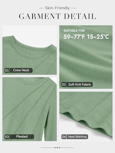 ATHMILE Womens Long Sleeve Shirts Pleated Crew Neck Casual Fall Fashion Tops Loose Fit Lightweight Girls Outfits Clothes - Image 5