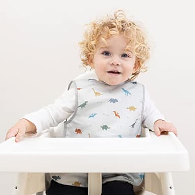 Tiny Twinkle Mess Proof Baby Bib - Waterproof & Lightweight Baby-Led Weaning Apron | 100% Recycled Polyester, Easy Clean & Machine Washable (Dinosaur, Small 6-24 Months) - Image 4