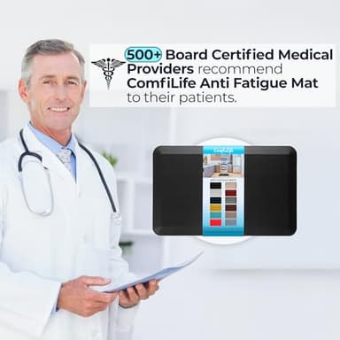 ComfiLife Anti Fatigue Floor Mat – 3/4 Inch Thick Kitchen Mats for Floor, Standing Desk Mat, Kitchen Rug – Comfort at Home, Office – Durable – Stain Resistant – Non-Slip Bottom (20" x 32", Black) - Image 6