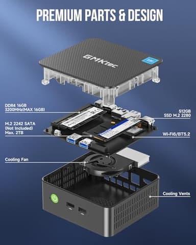 GMKtec G3 Plus Mini PC, Intel Twin Lake N150(Upgraded N100) 16GB RAM 512GB M.2 2280 SSD, Mini Desktop Computer Dual HDMI/WiFi6/BT5.2 - Image 5