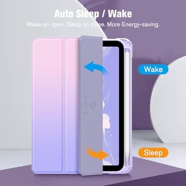 Fintie Hybrid Slim Case for iPad Mini 7 (A17 Pro, 7th Generation) 2024 / iPad Mini 6 (6th Gen) 8.3 Inch, [Built-in Pencil Holder] Shockproof Cover Clear Transparent Back Shell, Fantasy Ombre - Image 3