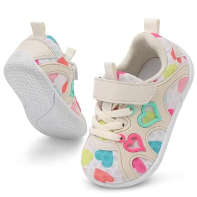 JIASUQI Baby Shoes 7c Toddler Girl Shoes Baby Girls Sneakers Walking Shoes Heart Size 4-5 - Image 1