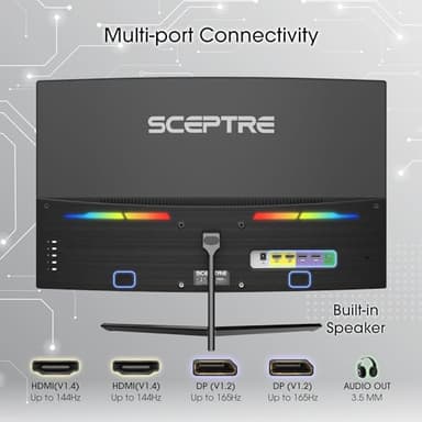 Sceptre 24-inch Curved Gaming Monitor 1080p up to 165Hz DisplayPort HDMI 99% sRGB, AMD FreeSync Build-in Speakers Machine Black (C248B-FWT168) - Image 4