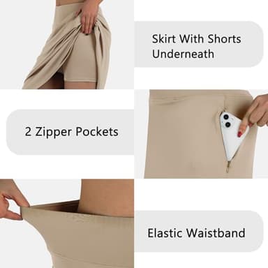 ANIVIVO Women's Midi Length Skorts Skirts with Pockets Modest Skirts 28" Long Knee Length Athletic Skorts(Khaki L) - Image 3