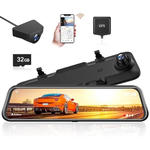 WOLFBOX G840H 12'' Mirror Dash Cam with ADAS and BSD, 2.5K Rear View Mirror Camera Front and Rear, 5.8GHz WiFi, Voice Control, Parking Monitor, Included 32GB Card & GPS, Loop Recording - Image 1