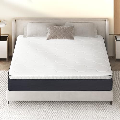 Z-hom King Mattress 12 Inch, King Size Spring Gel Memory Foam, Medium Firm in a Box, Hybrid Coil Innerspring Mattress for Adjustable Bed Frame, White Grey - Image 1