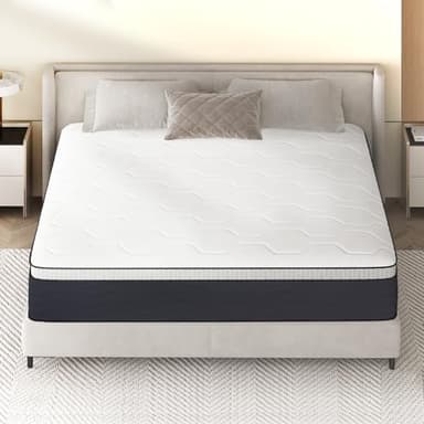 Z-hom King Mattress 12 Inch, King Size Spring Gel Memory Foam, Medium Firm in a Box, Hybrid Coil Innerspring Mattress for Adjustable Bed Frame, White Grey - Image 1