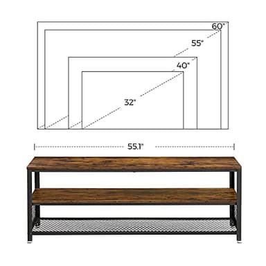 VASAGLE TV Stand, Bench, Console for up to 60 Inch Televisions, Coffee Table, Rustic Brown ULTV50BX - Image 5