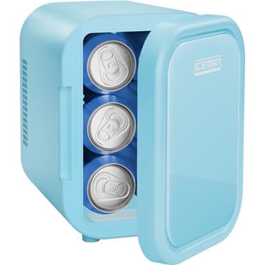 Iceman Portable Mini Fridge – Fits 6 x 12 oz Cans, Cooler and Heater Mini Fridge for Bedroom, Car, Office, Dorm and Skincare, AC/DC Car Plug-Compatible - Blue - Image 1