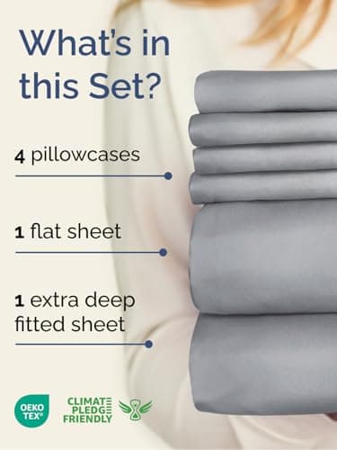 Extra Deep King Sheet Set - 6 Piece Breathable & Cooling Sheets - Hotel Luxury Bed Sheets Set - Easy & Secure Fit - Soft, Wrinkle Free & Comfy Sheets Set - Steel Blue Sheet Set with Extra Deep Pockets - Image 3