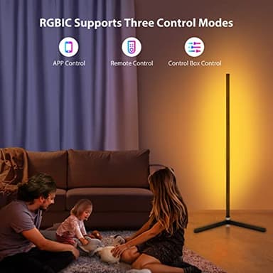 WISIMMALL 2PCS RGB Corner Floor Lamp, 64.5" RGB Color Changing Mood Light Bluetooth APP and Remote Control Music Sync LED 398 Dimmable Modes Modern Floor Lamp for Living Room, Light Timing - Image 6