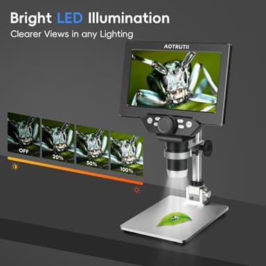 7" LCD Digital Microscope 1200X Magnification, 1080P Coin Microscope with Metal Stand | 8 LED Lights & Ultra-Precise Focus | Coin, Stamp, Hobby Inspection for Kids/Adults | Windows/Mac Compatible - Image 4