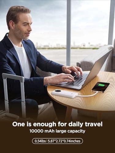 Aioneus Power Bank, 10000mAh Portable Charger with Built in Cables Fast Charging 22.5W USB-C in/Out Slim Travel PowerBank Battery Pack for iPhone 17 16 15 14 13 12 Samsung Galaxy S24 A15 Android Phone - Image 6