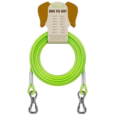 Tresbro 20FT Reflective Tie Out Cable for Dogs Up to 250 Pounds, Steel Wire Dog Leash Cable with Stainless Rotatable Buckle, Lightweight and Enduring, Dog Chains Outside for Outdoor Yard, Green - Image 7