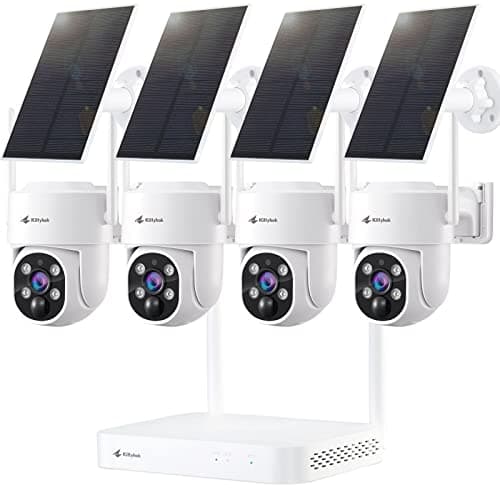 Kittyhok Solar Security Cameras Wireless Outdoor, 360° Pan & Tilt Home Security Camera, No Subscription, 2K Clarity, Color Night Vision, WiFi6 NVR with 64GB microSD Card, Local Storage, 5G & 2.4G WiFi - Image 1
