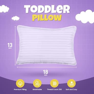 Utopia Bedding Toddler Pillow (Lavender, 2 Pack), 13x18 Pillows for Sleeping, Soft and Breathable Cotton Blend Shell, Small Kids Pillow Perfect for Toddler Bed and Travel (Intended for Age 2 and up) - Image 2
