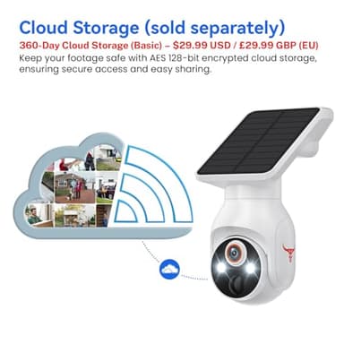 HopeFlex 1080p WiFi Security Camera with Solar Panel, Battery Powered, Pan Tilt, AI Motion Detection, Night Vision, 2-Way Talk, IP65, Cloud Storage (Sold Separately), 2.4GHz WiFi Only - Image 8