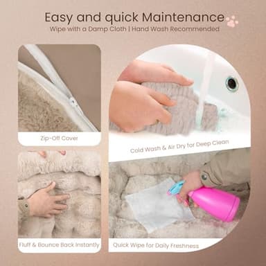 2-in-1 Cat Window Perch for Cats Inside, Fluffy Cushion Bed, Wooden Cat Window Seat, Suction Cups & Two Hooks, Fits Windowsills or Large Windows 24'' Wide and Above, for Large Cats or Kittens (Beige) - Image 8