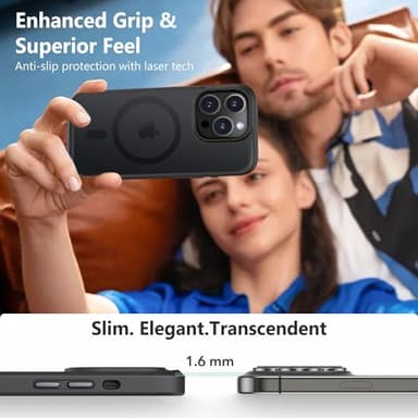 MOCCA Strong Magnetic for iPhone 14 Pro Case, [Compatible with Magsafe][13FT Military Drop Protection] Slim Translucent Matte Shockproof Case for iPhone 14 Pro Phone Case 6.1'', Black - Image 6