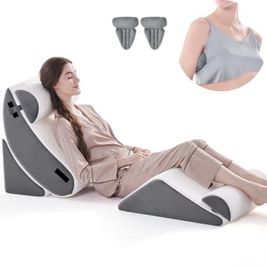 Wedge Pillow Set for After Surgery, 5 PCS Bed Wedge Pillow for Sleeping, Memory Foam Orthopedic Back Pillow for Pain Relief and Acid Reflux, Adjustable Post Surgery Pillow Grey - Image 1