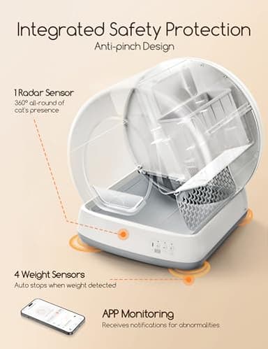 MeoWant Self-Cleaning Cat Litter Box, Integrated Safety Protection Automatic Cat Litter Box for Multi Cats, Extra Large/Odor Removal/APP Control Smart Cat Litter Box with Mat & Liner - Image 3