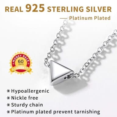 Hypoallergenic 925 Sterling Silver Tiny Pendant Necklace, Delicate Simple Geometric Triangle Necklaces for Women - Image 5