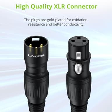LiNKFOR XLR Cable 6pcs 25FT Cable XLR Cable Set for Microphone Balanced XLR Mic Cable 3-Pin Dual Shielded with 2 Cables and Velcro Cable Ties OFC Shielded Mic Cable - Image 3