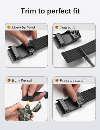 JUKMO Men's 1.5" Nylon Ratchet Belt, Casual Web Click Tactical Belt with Slide Buckle for Jeans, No Holes Adjustable Trim to Fit(Black,Medium) - Image 8