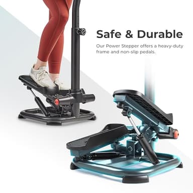 Sunny Health & Fitness 2-in-1 Premium Power Stepper with 400lbs Weight Capacity and Resistance Bands, Low-Impact Cardio, Space-Saving, Height-Adjustable, with Bluetooth and Free SunnyFit App - Image 5