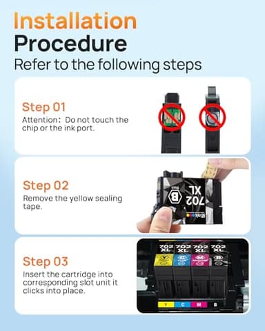 E-Z Ink Remanufactured Ink Cartridge Replacement for Epson 702XL Black Ink Cartridge T702XL 702 T702 Ink to use with Workforce Pro WF-3720 WF-3730 WF-3733 Printer (2 Pack, Black) - Image 7