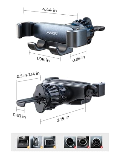 AINOPE for iPhone 17 Pro Max Car Mount Phone Holders for Your Car [Slide Design] Air Vent Phone Mount [Top Clamp] Cell Phone Holder Car Interior Accessories for iPhone Air 17 Pro Max 16 Samsung S25 - Image 7