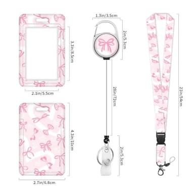 Lanyards for ID Badge Holder for Women Cute, Teacher Lanyard with ID Holder Clip,Retractable Keychain Badge Reel Heavy Duty, Teacher Nurse Work Office Gifts (#35:Butterfly) - Image 2