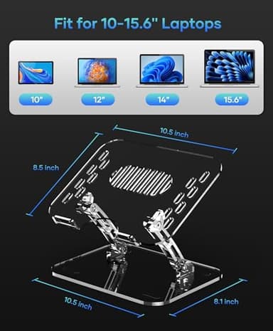 Lpoake Adjustable Foldable Laptop Stand, Portable Ergonomic Computer Stand for Laptop, Compatible with 10 to 15.6 Inches Notebook Computers - Image 5