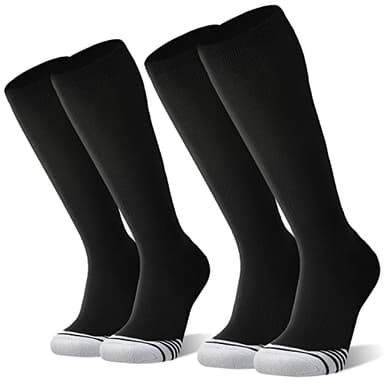 FITRELL 2 Pack Baseball Socks Soccer Softball Socks for Kids Youth Men & Women Over-the-Calf Knee High, Black, Small - Image 7