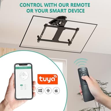 WALI Motorized Ceiling TV Mount with Remote, Electric Flip Down TV Bracket for 32 to 70 inch Flat and Curved Screen Up to 77 Lbs, Pitched Roof, Max Mounting Holes 600x400mm (FCM604), Black - Image 5