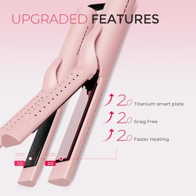 TYMO Airflow 2.0 Curling Iron Flat Iron - Hair Straightener and Curler 2 in 1, 1.25 Inch Curling Wand for Long Short Hair, Dual Voltage for Travel, 54 Million Ionic, Anti-Tangle, 5 Temps, Pink - Image 6